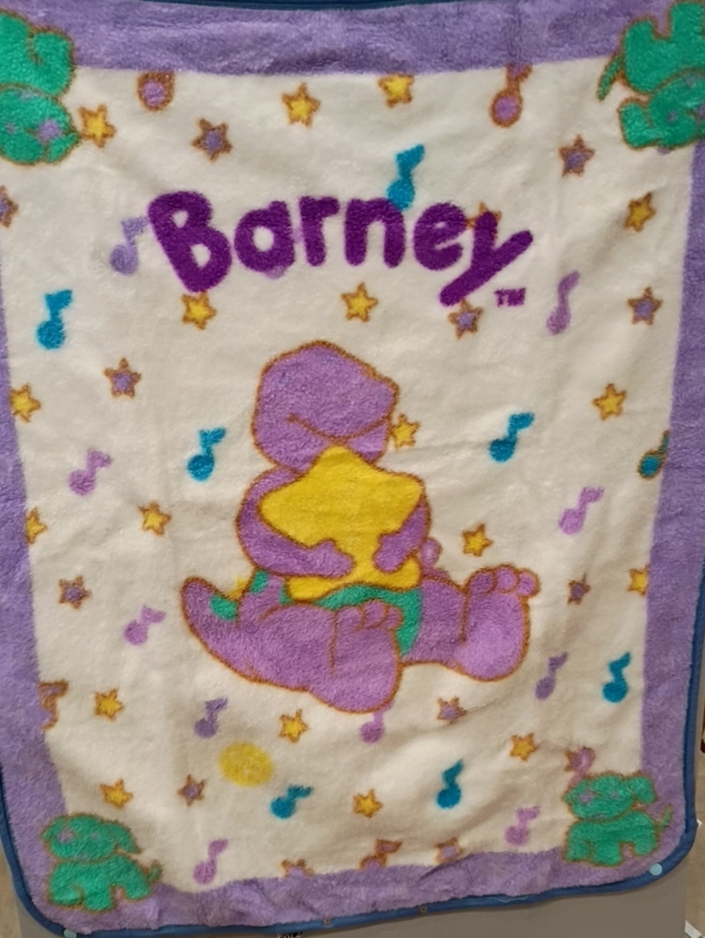 Colap Barneys New York Purple and Cream Barney Plush Kids Blanket/Handmade